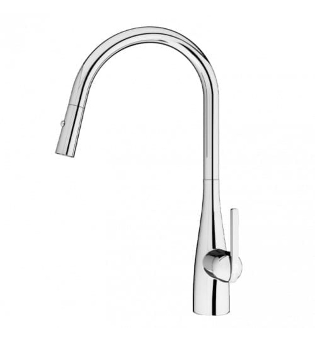 Vòi rửa bát nóng lạnh dây rút Konox Curva Chrome