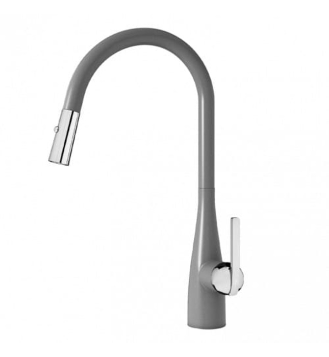 Vòi rửa bát nóng lạnh dây rút Konox Curva Grey