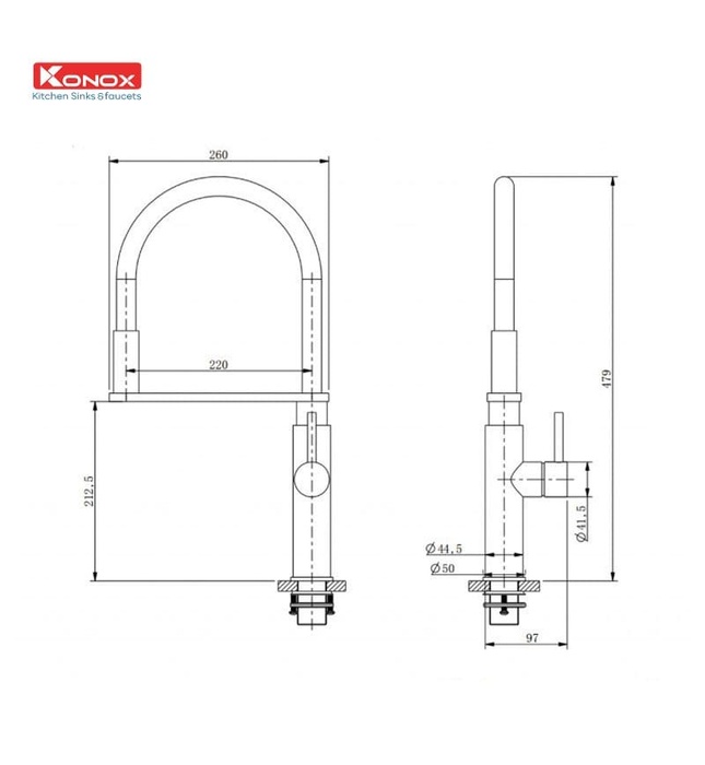 Vòi rửa bát nóng lạnh cần mềm Konox KN1618