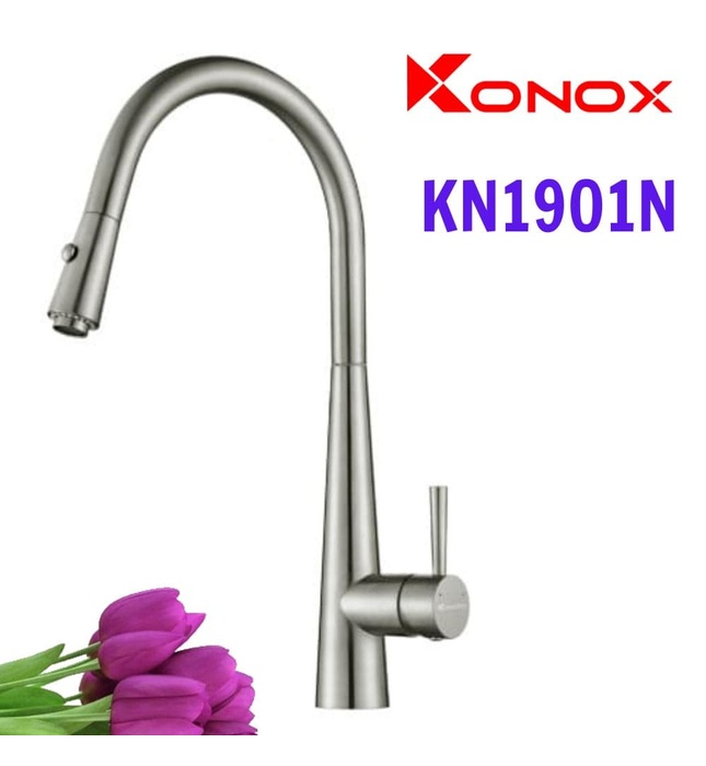 Vòi rửa bát nóng lạnh dây rút Konox KN1901N