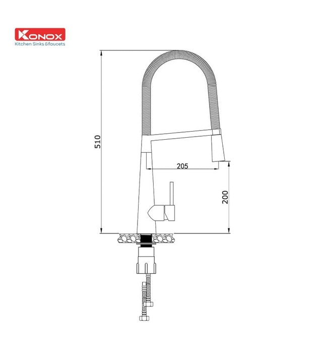 Vòi rửa bát nóng lạnh cần mềm Konox KN1909