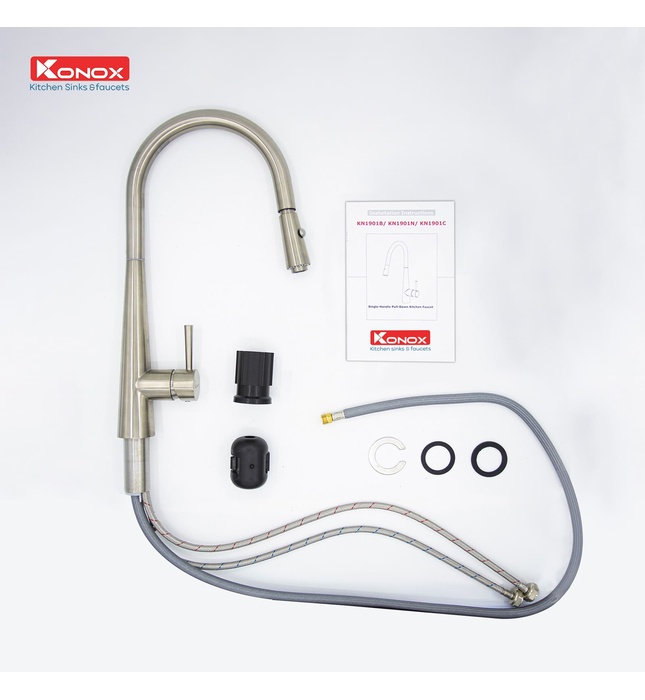 Vòi rửa bát nóng lạnh dây rút Konox KN1901N