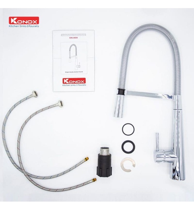 Vòi rửa bát nóng lạnh cần mềm Konox KN1909