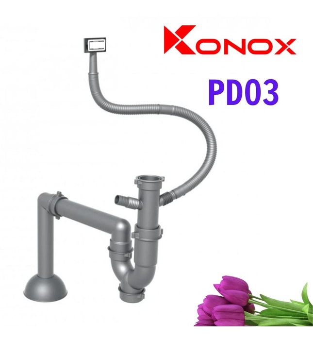 Siphon chậu rửa bát 1 hố Konox PD03