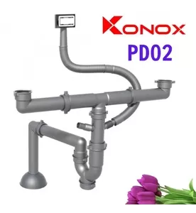 Siphon chậu rửa bát 2 hố Konox Pipe Drain PD02