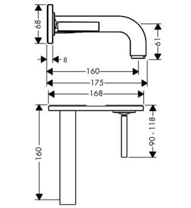 Vòi Lavabo Nóng Lạnh Âm Tường Đức Axor Citterio. 39112330