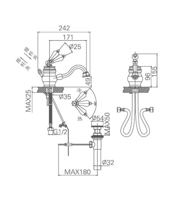 Vòi chậu rửa mặt 1 chân cao gắn chậu Joden Alexander 100K5022B6