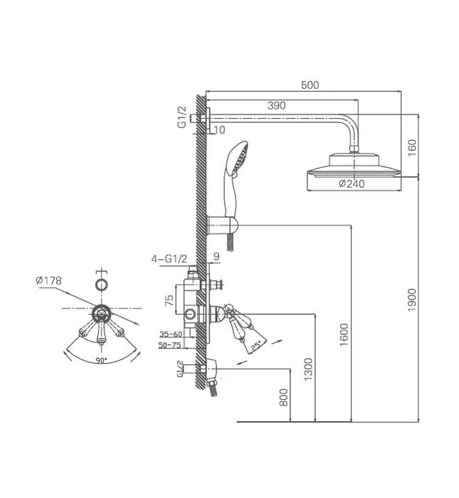 Sen tắm âm tường Joden Alexander 820K1022B6