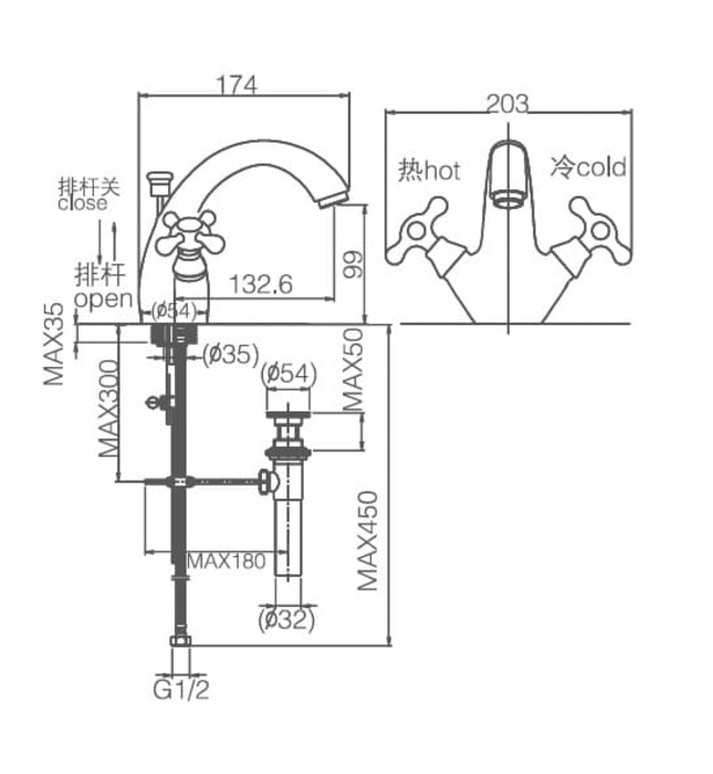 Vòi chậu rửa mặt 1 chân thấp gắn chậu Joden Marian 10085057C
