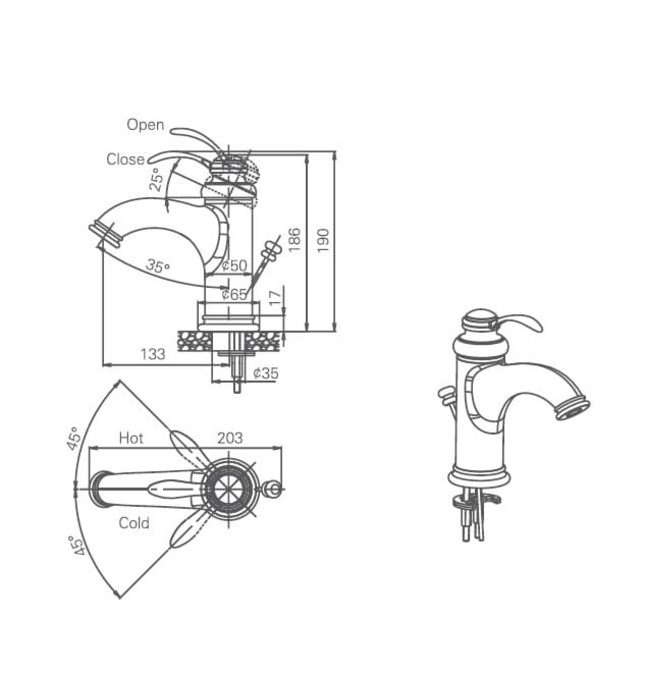 Vòi chậu rửa mặt 1 chân thấp màu vàng Joden Hathaway 105520AEG