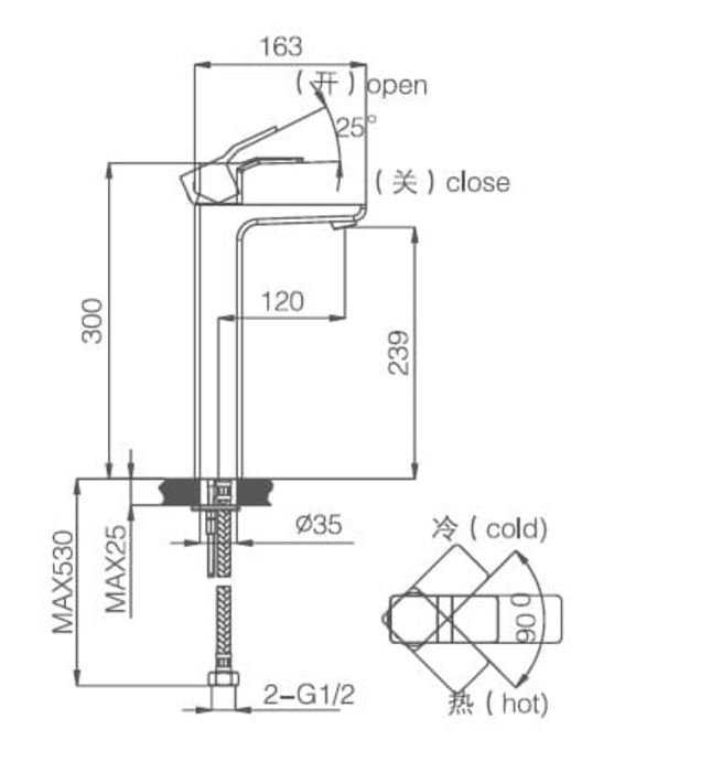 Vòi chậu rửa tay 1 chân cao Joden Leroy 10508335C-L