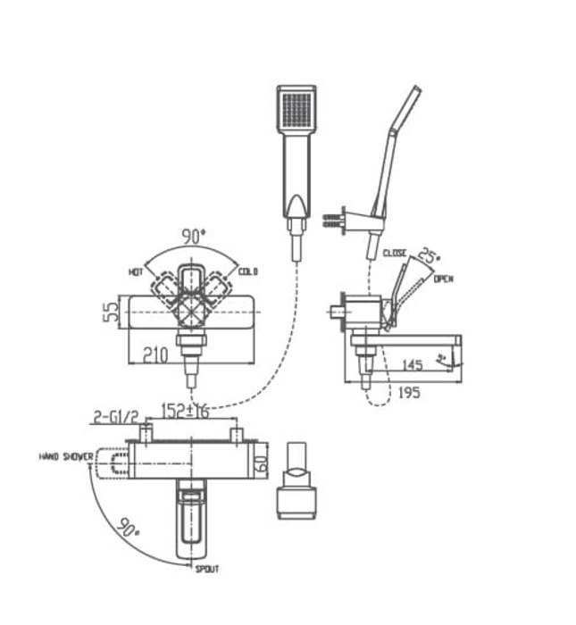 Sen tắm nóng lạnh tay thủng Joden Hemmenway 60554381C