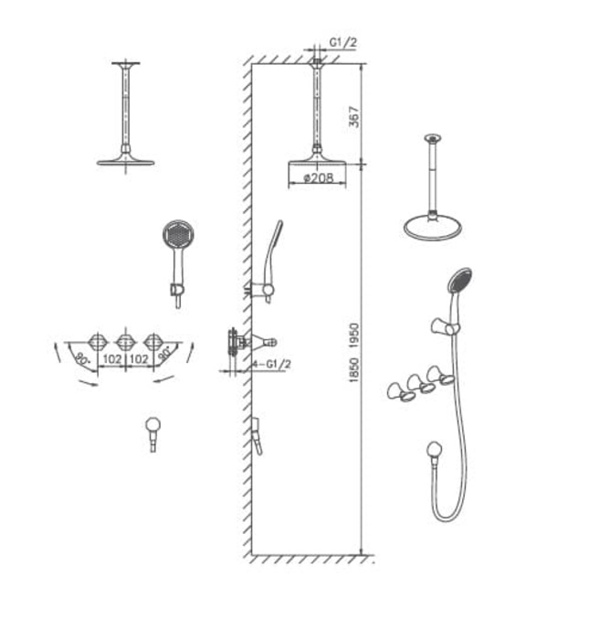 Sen tắm âm trần bát tròn Joden 82007673C