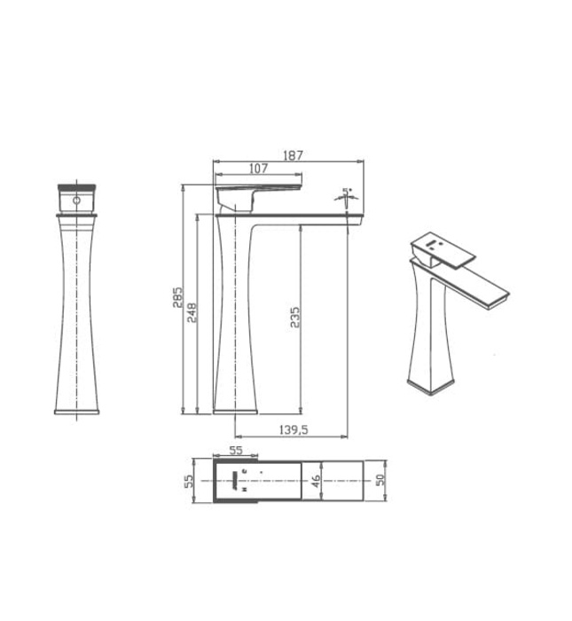Vòi chậu rửa mặt 1 chân cao Joden Emperor 10555382C-L
