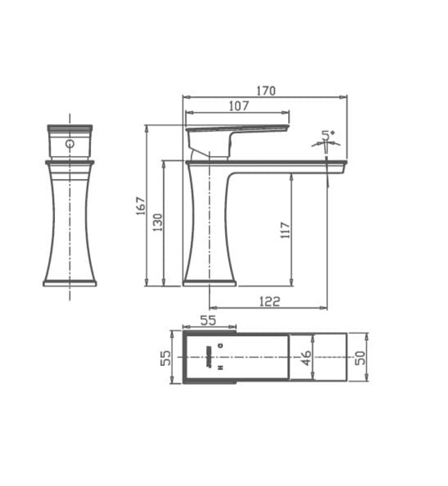 Vòi chậu rửa mặt 1 chân thấp Joden Emperor 10555382C