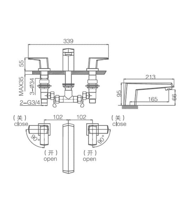 Vòi chậu rửa mặt 3 chân gắn chậu Joden Benc 2107S07HC