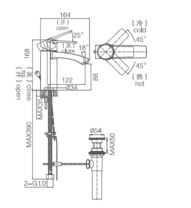 Vòi chậu rửa mặt 1 chân thấp Joden Murdo 1009P08UC