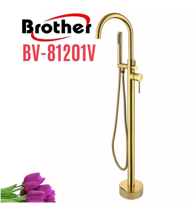 Vòi sen bồn tắm đặt sàn màu vàng Brother 81201V