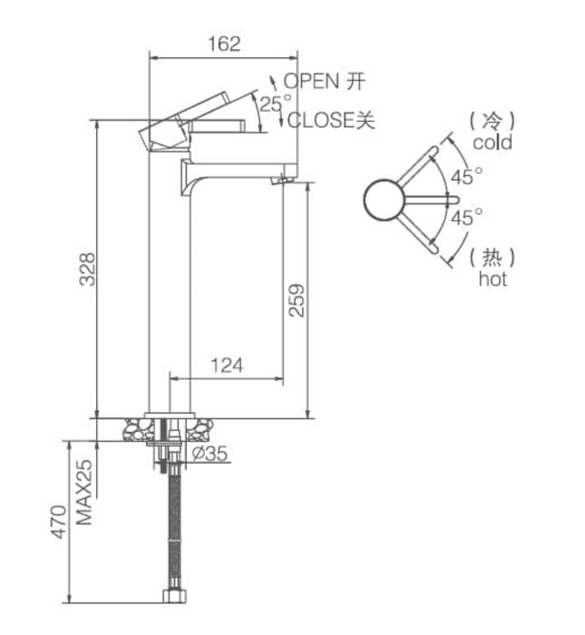 Vòi chậu rửa mặt 1 chân cao Joden Allen 1008M08BC-L