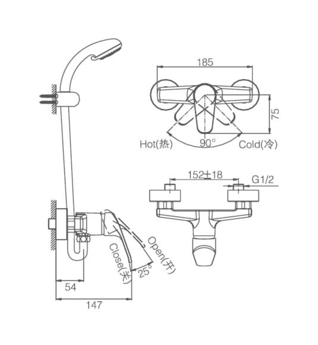 Sen tắm nóng lạnh treo tường Joden Anthony 900BB305C
