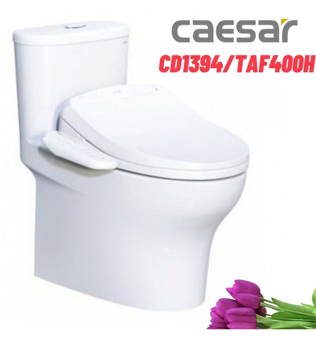 Bồn cầu 1 khối nắp điện tử Caesar CD1394/TAF400H