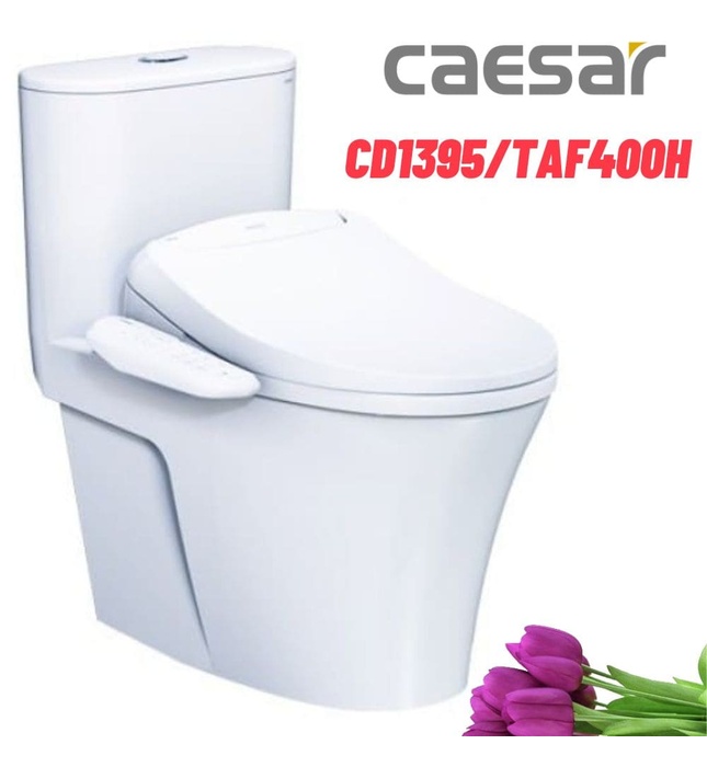 Bồn cầu 1 khối nắp điện tử Caesar C1395F+TAF400H (CD1395/TAF400H)