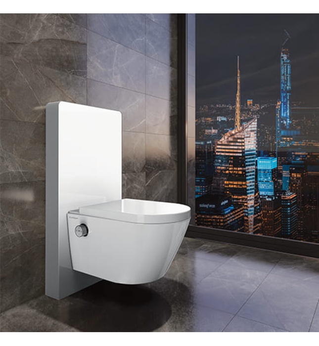  Bồn Cầu 1 Khối Nắp Điện Tử Đặt Sàn Kính Trắng Platinum P.16.321-W