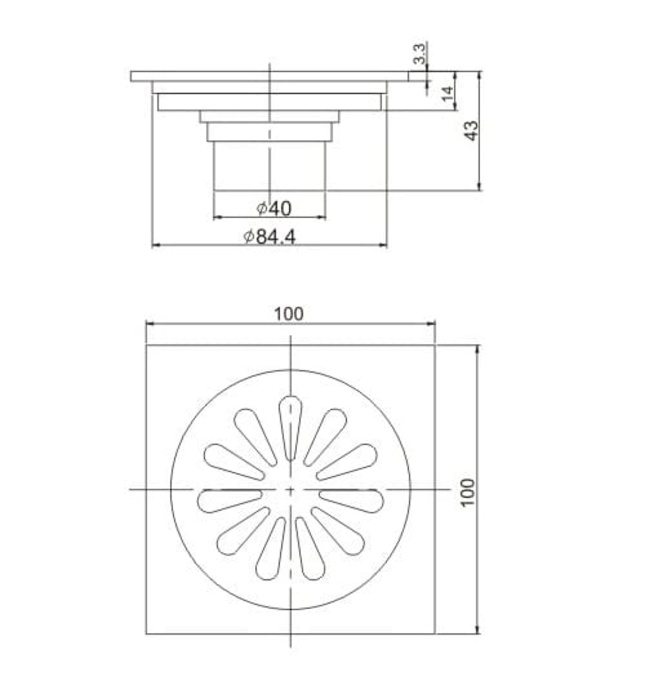 Phễu thoát sàn Miken MK-1010B