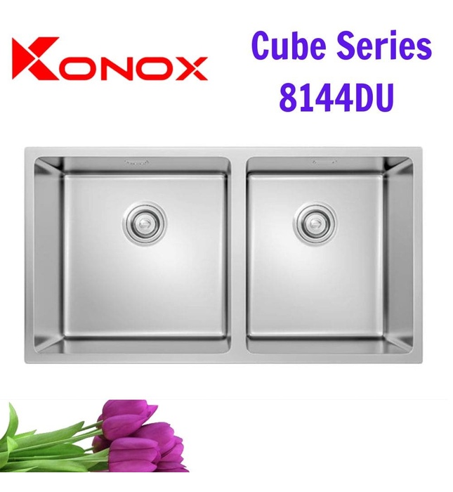 Chậu rửa bát 2 hố lệch SUS304 Konox Cube 8144DU Thổ Nhĩ Kỳ
