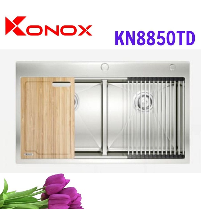 Chậu rửa bát 2 hố cân SUS304 Konox Topmount KN8850TD Thổ Nhĩ Kỳ