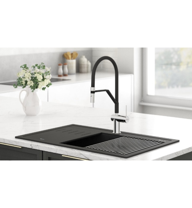 Vòi rửa bát nóng lạnh thân mềm Konox Rosso