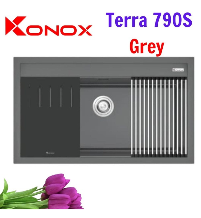 Chậu rửa bát 1 hố Grey SUS304 Konox Terra 790S Nhập khẩu Thổ Nhĩ Kỳ 