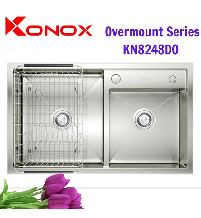 Chậu rửa bát 2 hố cân SUS304 Konox Overmount KN8248DO Thổ Nhĩ Kỳ 