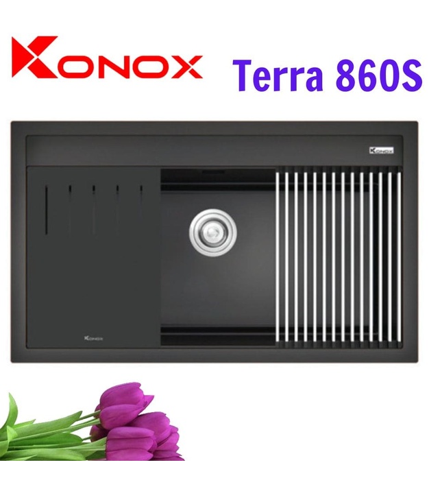 Chậu rửa bát 1 hố màu đen SUS304 Konox Terra 860S Nhập khẩu Thổ Nhĩ Kỳ 