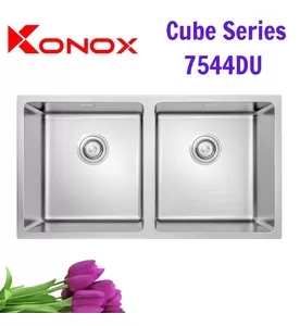 Chậu rửa bát 2 hố cân SUS304 Konox Cube 7544DU Thổ Nhĩ Kỳ