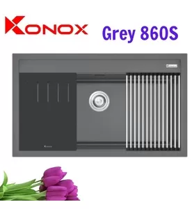 Chậu rửa bát 1 hố Grey SUS304 Konox Terra 860S Nhập khẩu Thổ Nhĩ Kỳ 
