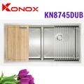 Chậu rửa bát 2 hố cân SUS304 Konox Workstation KN8745DUB Thổ Nhĩ Kỳ 