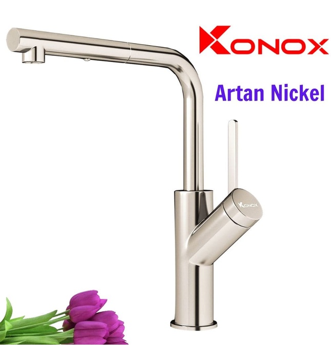 Vòi rửa bát nóng lạnh Konox Artan Nickel