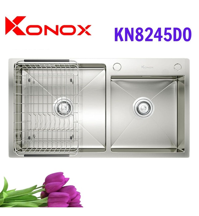 Chậu rửa bát 2 hố lệch SUS304 Konox Overmount KN8245DO Thổ Nhĩ Kỳ 