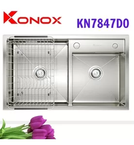 Chậu rửa bát 2 hố lệch SUS304 Konox Overmount KN7847DO Thổ Nhĩ Kỳ