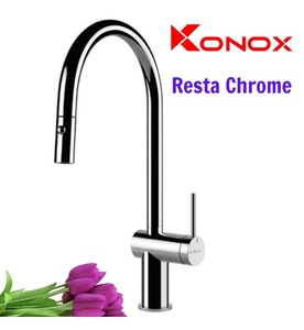 Vòi rửa bát nóng lạnh dây rút Konox Resta Chrome