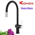 Vòi rửa bát nóng lạnh dây rút Konox Resta Black
