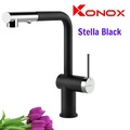 Vòi rửa bát nóng lạnh dây rút Konox Stella Black