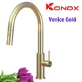 Vòi rửa bát nóng lạnh dây rút Konox Venice Gold