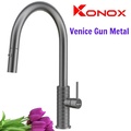 Vòi rửa bát nóng lạnh dây rút Konox Venice Gun Metal