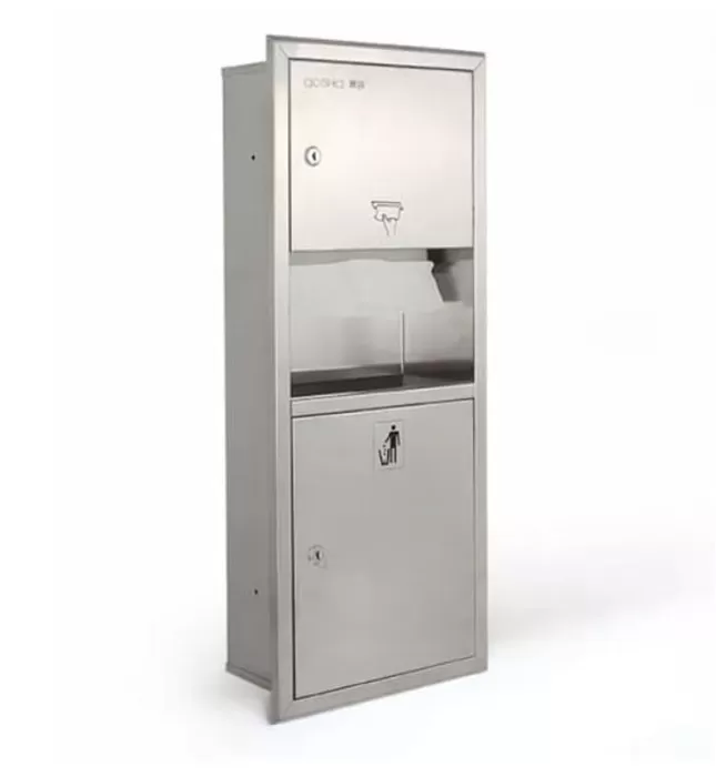 Hộp giấy kèm thùng rác âm tường Inox 304 Miken MKG-728E