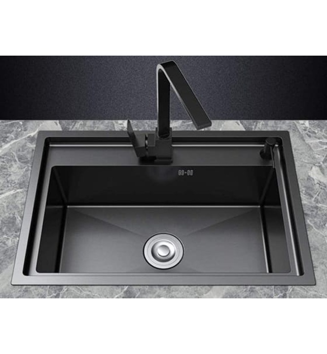 Chậu rửa bát 1 hố màu đen Miken MKRB-7846B