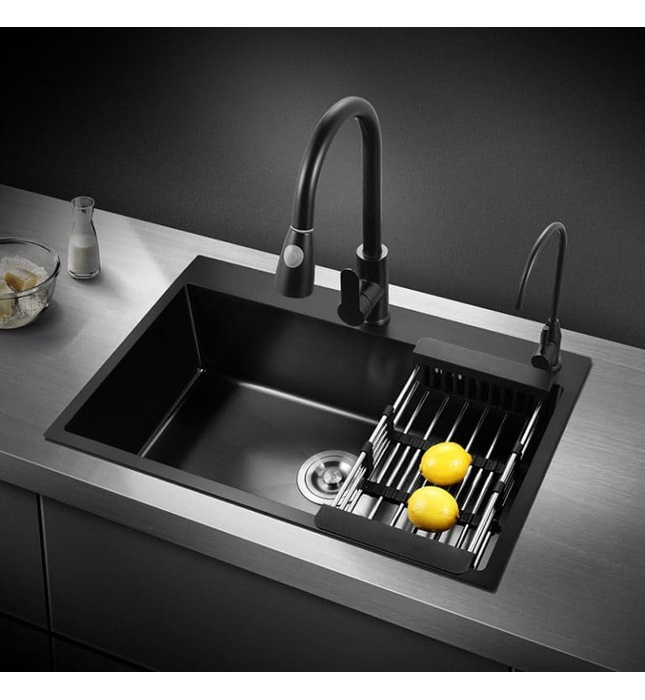 Chậu rửa bát 1 hố màu đen Miken MKRB-8046B