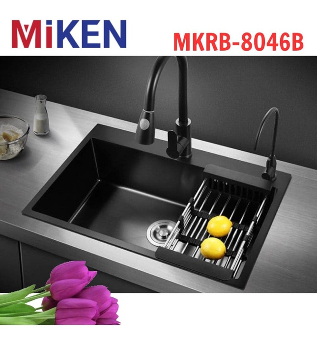 Chậu rửa bát 1 hố màu đen Miken MKRB-8046B