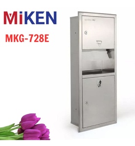 Hộp giấy kèm thùng rác âm tường Inox 304 Miken MKG-728E